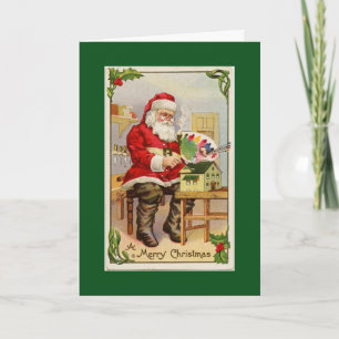 Tarjeta Festiva El taller verde de Santa Claus