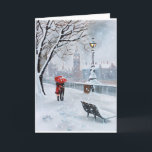 Tarjeta Festiva El Támesis de Londres camina con una pareja románt<br><div class="desc">de una pintura al óleo original</div>