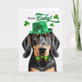 Tarjeta Festiva El Tan Negro Coonhound Dog Lucky St Patrick's Day