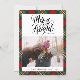 Tarjeta Festiva El tartán negro rojo moderno juega guión divertido