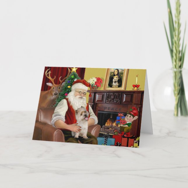 Tarjeta Festiva El Terrier de Cairn de Santa (Anverso)