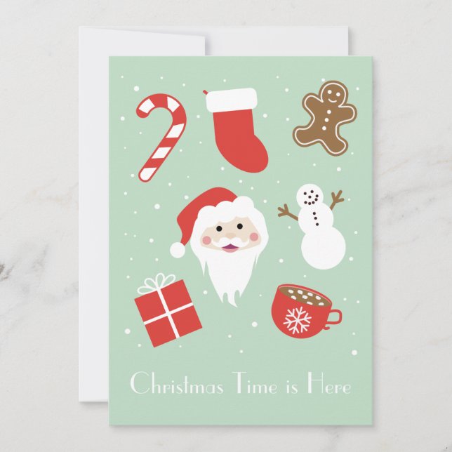 Tarjeta Festiva El tiempo de los navidades está aquí (Anverso)