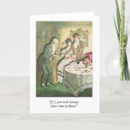 Tarjeta Festiva El tío Scrooge viene para la cena de los Navidades