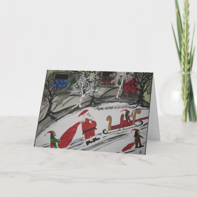 Tarjeta Festiva El trabajo de Santa Claus está hecho (Anverso)