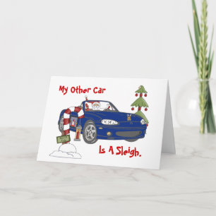 Tarjeta Festiva El trineo azul de Santa