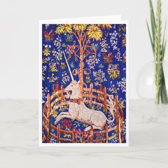 Tarjeta Festiva "El unicornio en cautiverio" (Anverso)