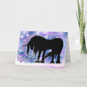 Tarjeta Festiva El unicornio negro místico (déjelo la nieve)