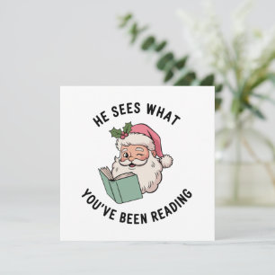 Tarjeta Festiva Él ve lo que has estado leyendo Libro navideño lib