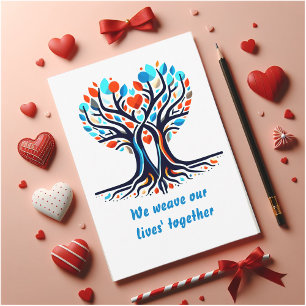 Tarjeta Festiva El verdadero amor del día de San Valentín, árboles