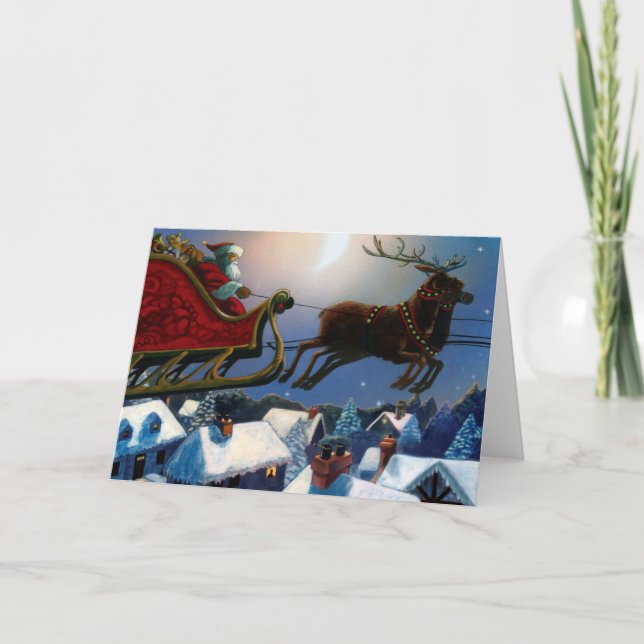 Tarjeta Festiva El viaje de Santa Claus (Anverso)