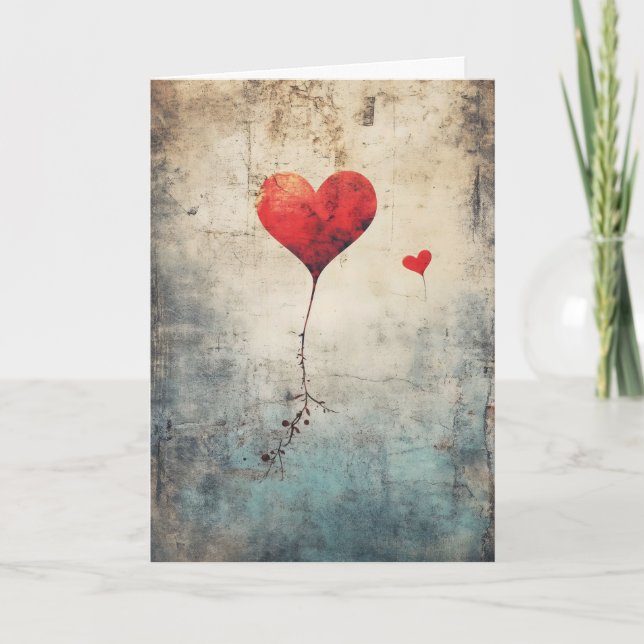 Tarjeta Festiva El viejo estilo del corazón rojo (Anverso)