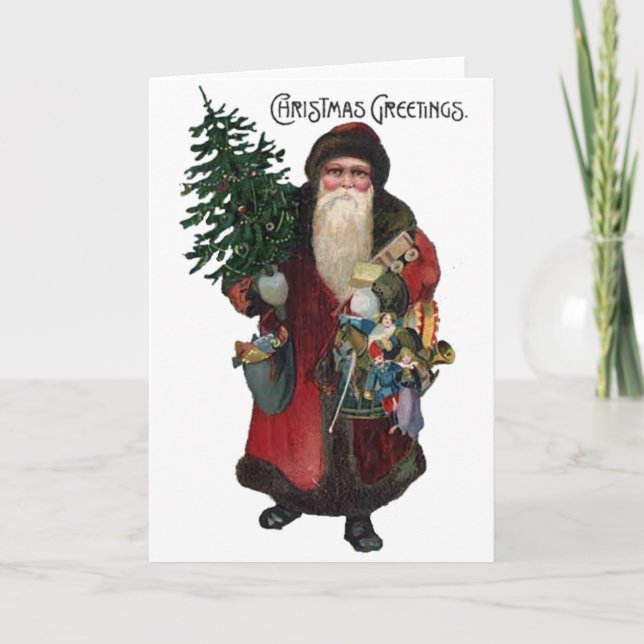Tarjeta Festiva El viejo Papá Noel (Anverso)