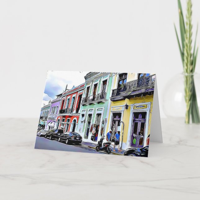 Tarjeta Festiva EL Viejo San Juan, Puerto Rico Feliz Nadidad (Anverso)