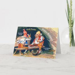 Tarjeta Festiva El vintage Gnome noruego Nisse Tomte Tonttu en jue