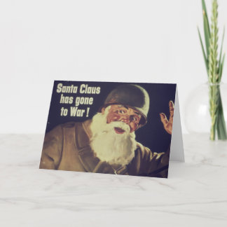 Tarjeta Festiva El vintage Santa va al poster de la guerra