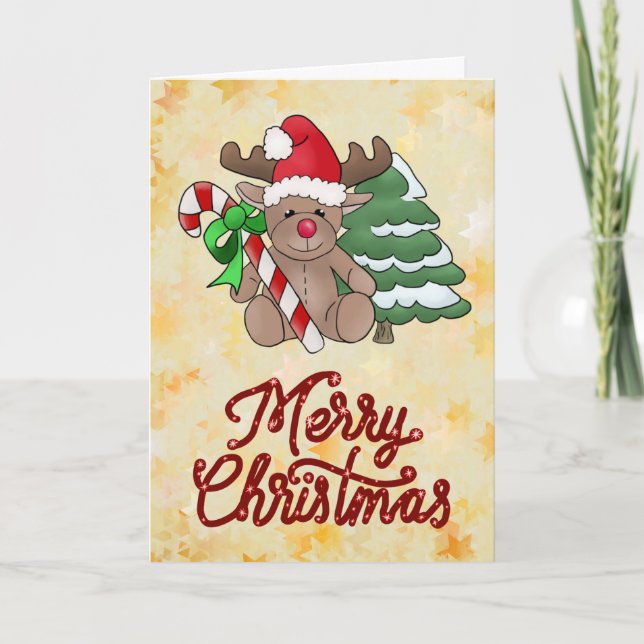 Tarjeta Festiva Elch mit Zuckerstange (Anverso)