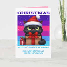 Tarjeta Festiva Electric Snowstorm Funny Cat Retro Christmas Photo