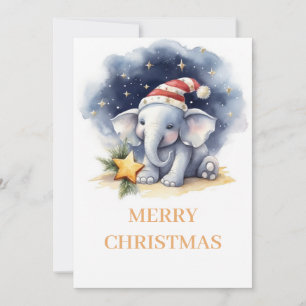 Tarjeta Festiva Elefante acuático de Navidades cutáneos