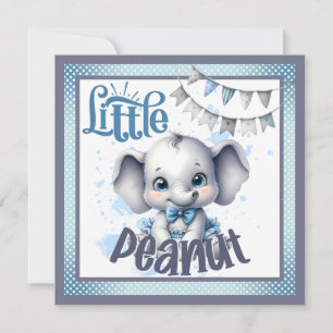 Tarjeta Festiva Elefante azul dulce - cacahuete pequeño