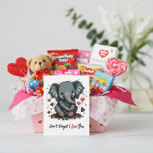 Tarjeta Festiva Elefante bebé personalizado día de San Valentín