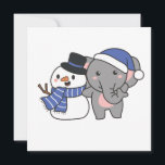 Tarjeta Festiva Elefante Con Snowman En Invierno Para Navidades<br><div class="desc">Elefante con muñeco de nieve en invierno para Navidades - un muñeco de nieve para el invierno y Navidades. Un saludo de invierno en temporada fría para las vacaciones. Navidades elefantes con hombre de nieve.</div>