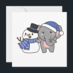 Tarjeta Festiva Elefante Con Snowman En Invierno Para Navidades<br><div class="desc">Elefante con muñeco de nieve en invierno para Navidades - un muñeco de nieve para el invierno y Navidades. Un saludo de invierno en temporada fría para las vacaciones. Navidades elefantes con hombre de nieve.</div>