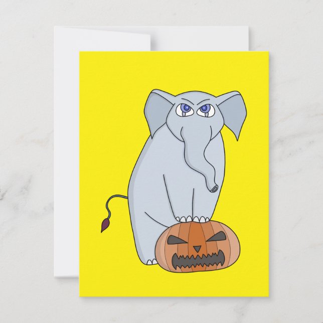Tarjeta Festiva Elefante de Calabaza (Anverso)