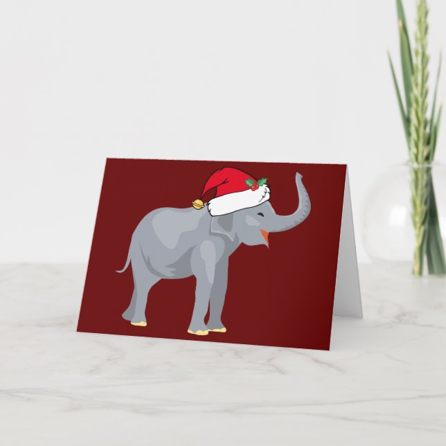Tarjeta Festiva Elefante de Navidades Cute (Anverso)