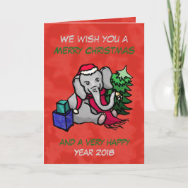 Tarjeta Festiva elefante de Navidades de Cute Happy Personalizado