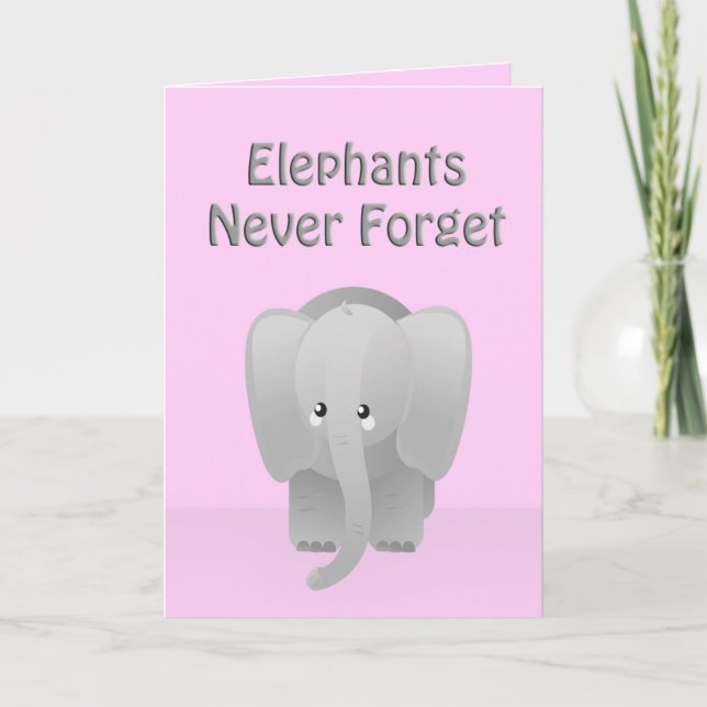 Tarjeta Festiva Elefante el día de San Valentín nunca olvida la ta (Anverso)