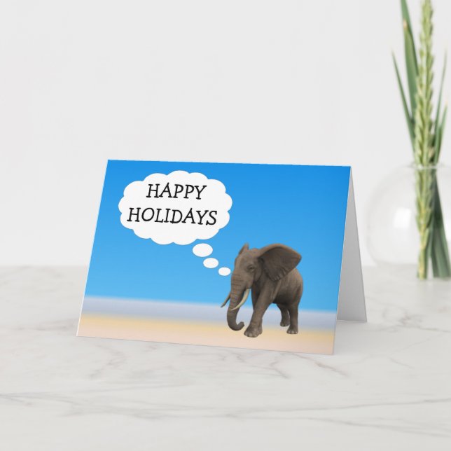 Tarjeta Festiva Elefante feliz feriado (Anverso)