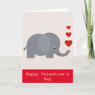 Tarjeta Festiva Elefante lindo con amor caprichoso de los