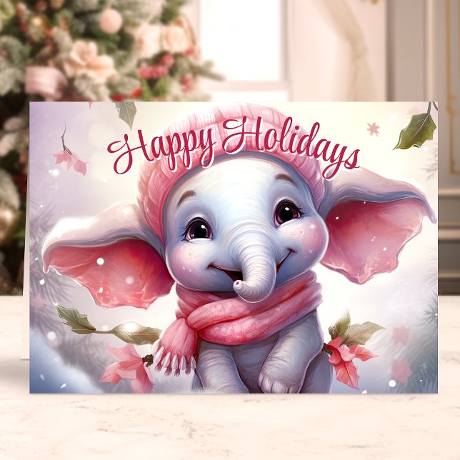 Tarjeta Festiva Elefante lindo en unas vacaciones felices (Subido por el creador)