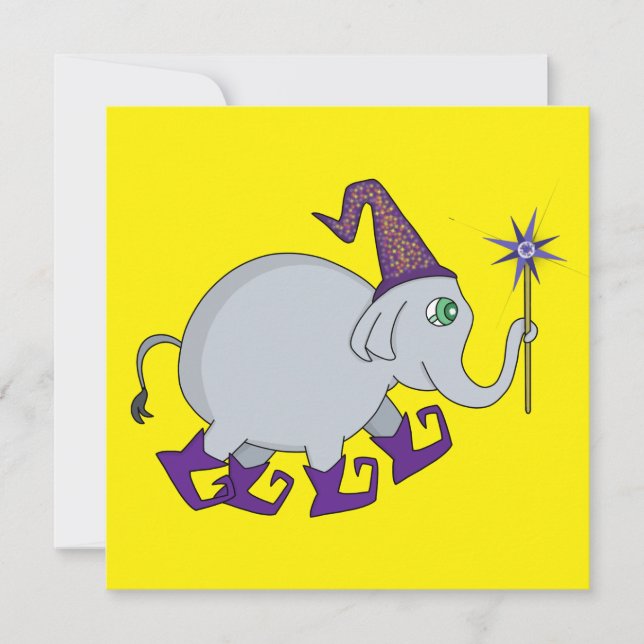 Tarjeta Festiva Elefante Mago (Anverso)