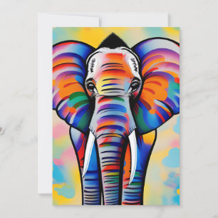 Tarjeta Festiva Elefante salvaje africano colorido