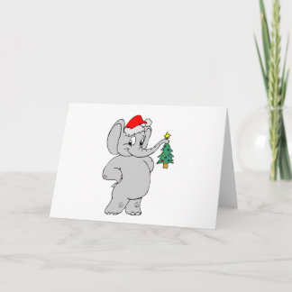 Tarjeta Festiva Elefante (Santa Hat)