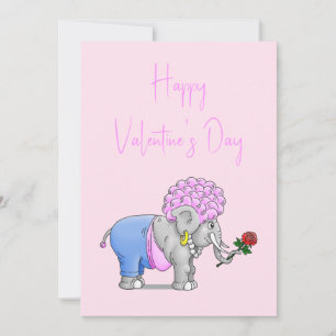 Tarjeta Festiva Elefantes Feliz Día de San Valentín
