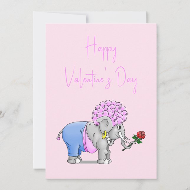 Tarjeta Festiva Elefantes Feliz Día de San Valentín (Anverso)