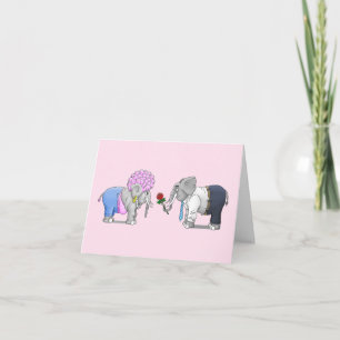 Tarjeta Festiva Elefantes Románticos del Día de San Valentín