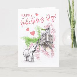 Tarjeta Festiva Elefantes románticos Romeo y Julieta Día de San Va