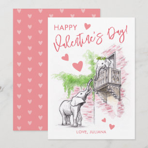 Tarjeta Festiva Elefantes románticos Romeo y Julieta Día de San Va