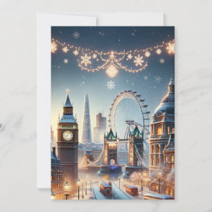 Tarjeta Festiva Elegancia de Navidades de Londres: Exquisita tarje