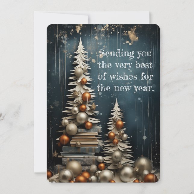 Tarjeta Festiva Elegancia de Oro Año Nuevo (Anverso)