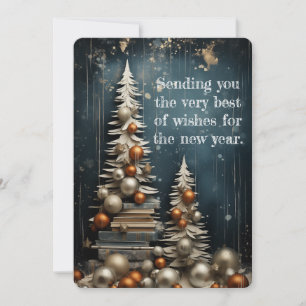 Tarjeta Festiva Elegancia de Oro Año Nuevo