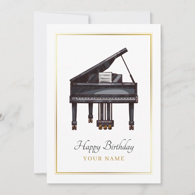 Tarjeta Festiva Elegancia de piano (Anverso)