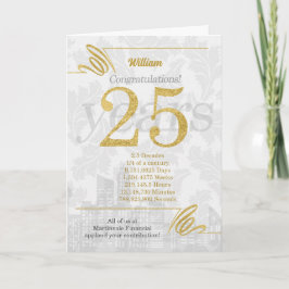 Tarjeta Festiva Elegancia empresarial de 25 años en el aniversario
