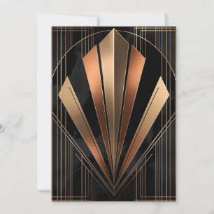 Tarjeta Festiva Elegancia geométrica metálica Art Deco