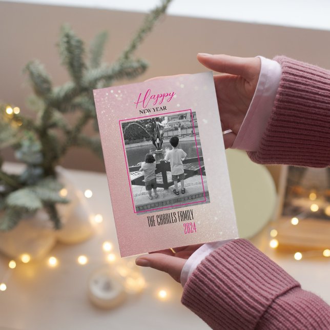 Tarjeta Festiva Elegancia simple foto de año nuevo (Subido por el creador)