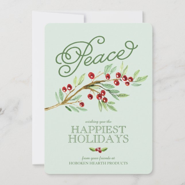 Tarjeta Festiva Elegancia simple Paz Saludos de vacaciones de nego (Anverso)