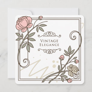 Tarjeta Festiva ✨ Elegancia Vintage Antigua - Marco Floral Antiguo